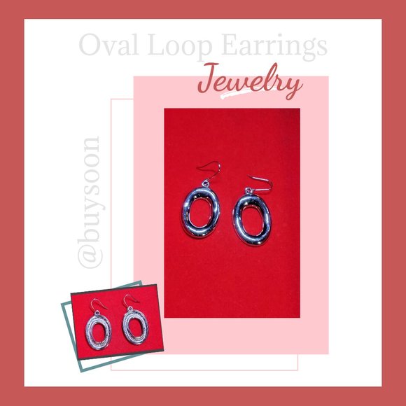 Silver Plated Oval Loop Earrings - Picture 1 of 3